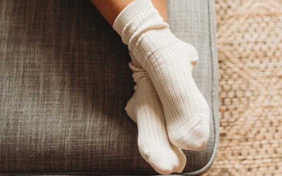 White crew length organic cotton sustainable socks